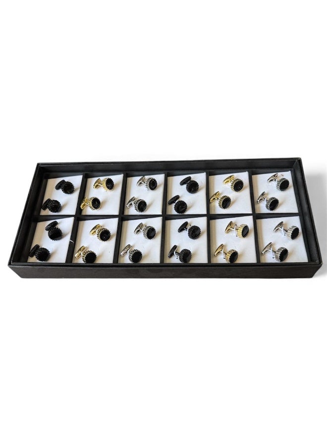 ركس طقم كبك رجالي فاخرة مجموعة متنوعة من الكف لينك بتصميم كلاسيكي و عصري مكونة من 12 زوج من الكبك 69849 - Image 2