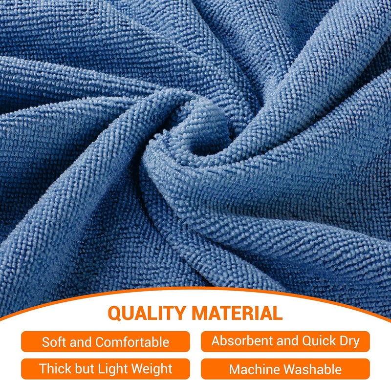 Zingtto Hooded Towels for Kids Zippered Surf Poncho Swim Robe for 6-13 Years, 3/4 Sleeve Big Kids Hooded Beach Towel Thick Changing Robe Girls Boys, Black Blue - Image 4