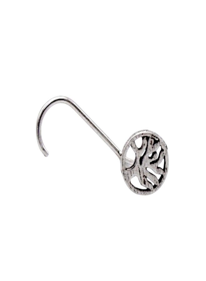 LBV 925 Sterling Silver Round Shape With Tree Oxidized Nose Pin Wire for Womens and Girls - Image 1