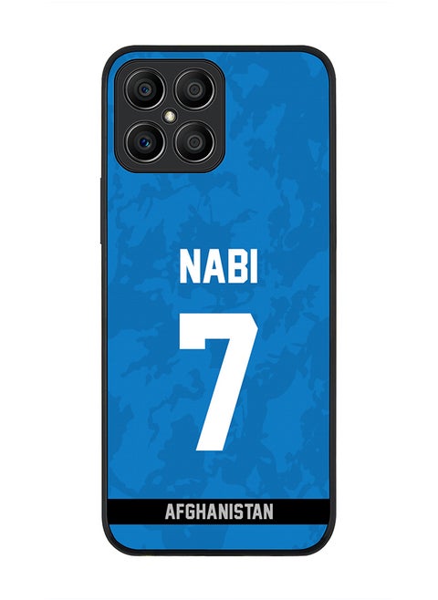 Rugged Black Edge Case for Honor X8, Slim fit Soft Case Flexible Rubber Edges Thin Cover - Player Name - Mohammad Nabi, Jersey Number- 7