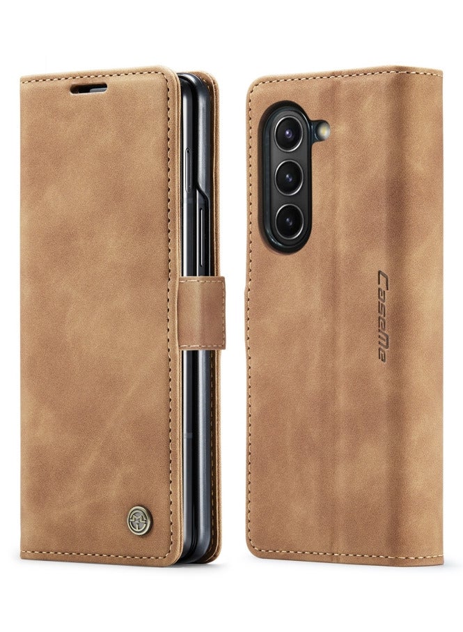CaseMe CaseMe Samsung Galaxy Z Fold 5 Case Wallet, for Samsung Galaxy Z Fold 5 Wallet Case Book Folding Flip Folio Case with Magnetic Kickstand Card Slots Protective Cover - Brown - Image 2