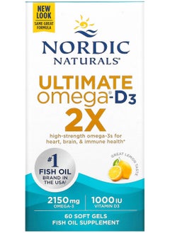 Ultimate Omega 2X with Vitamin D3, Lemon, 60 Softgels