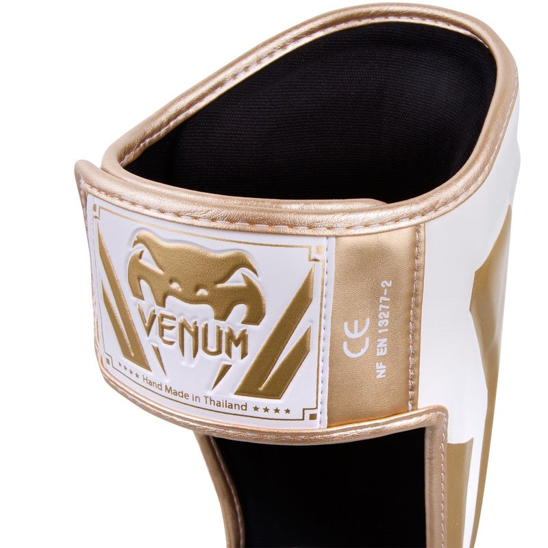 Venum Elite Standup Shin Guards-White/Gold - L - Image 3