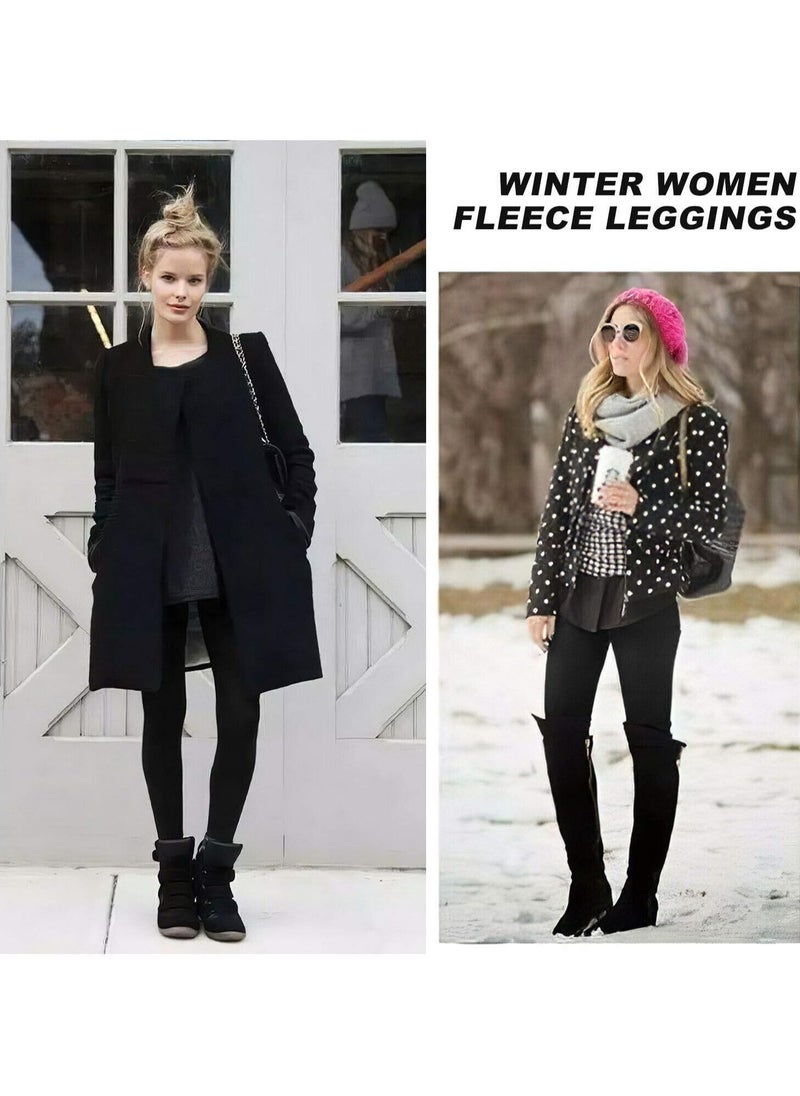 رات سو - بنطلون ضيق مبطن بالصوف للنساء، سميك ودافئ للشتاء، حراري ناعم ومرن، أسود - Image 1