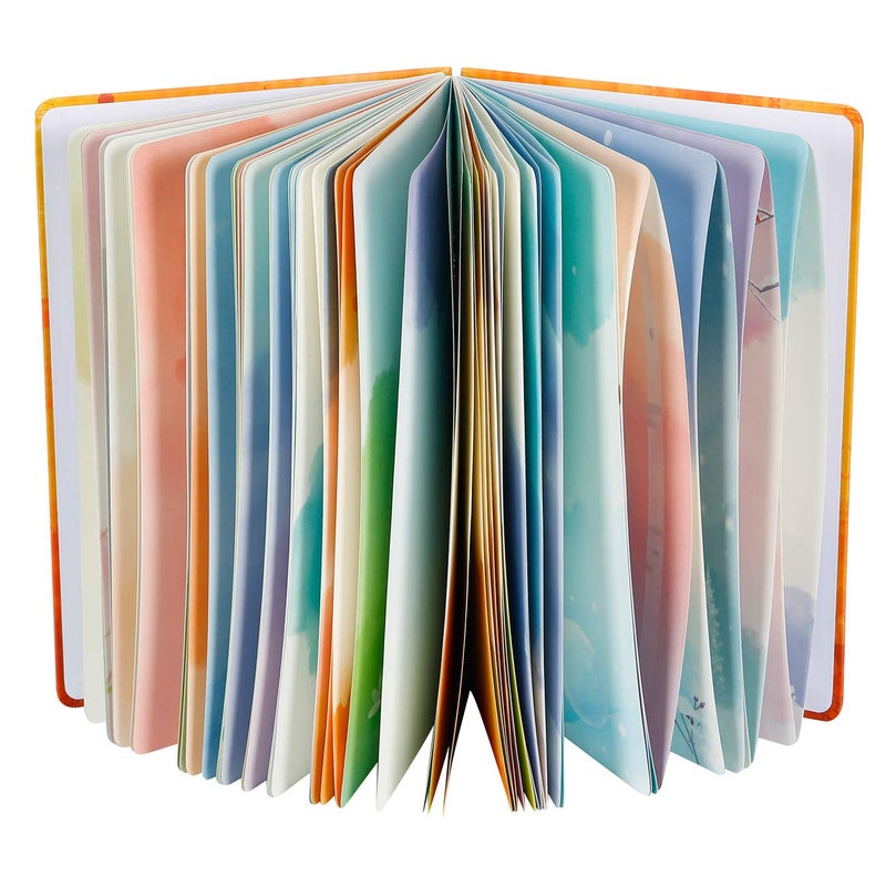 SIIXU Colorful Blank Journal Notebook, Hardcover Unlined Personal Diary to Write in for Women and Girls, Pretty Notepad for Writing, Spiral, 6.8"x9.8", 128 Pages, Autumn - Image 1