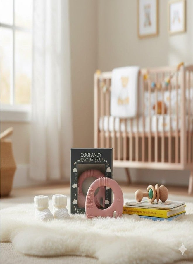 COOFANDY Baby Elefun Teething Toy for Newborns | 5X Pain Relief Zero-Delay Silicone Baby Teether | BPA-Free Food Grade Soft Teething Toy Pink (0–3 Months,Pack ok 1) - Image 2