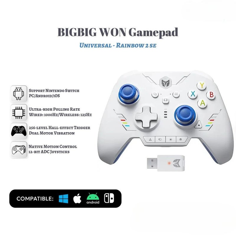 Bigbig WON Rainbow 2 SE Wireless Gaming Controller, Motion Control, Hall Effect Trigger for Switch/PC/Android/iOS, Blue - Image 1