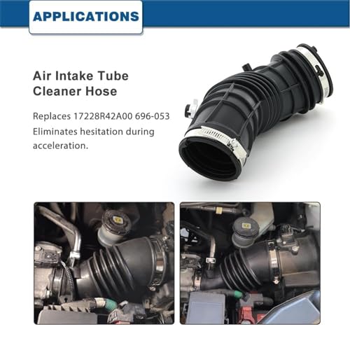 A ABIGAIL Air Intake Hose Compatible with 2008-2012 Honda Accord 2.4L EX EX-L LX LX-S Submodel 2012-2015 Honda Crosstour 2.4L - Intake Filter Tube Replaces # 17228R42A00 696-053 - Air Intake Duct Tube Boot - Image 2