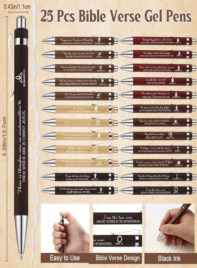 Dunzoom 25Set 75Pcs Easter Christian Gift Bulk Emergency Numbers Bookmark Bible Verse Pen Religious Scripture Keychain for Women Men Coworker Church Prayer Baptism Souvenir Study Group(Elegant Color) - Image 2
