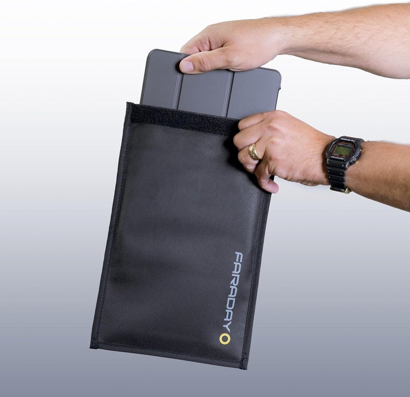 Faraday Defense Bag Jacket for Phones, Tablets, & Laptops | Device Shielding - Law Enforcement & Military, Data Security, Privacy, Anti-Tracking Anti-Hacking (Tablet) Black - Image 2