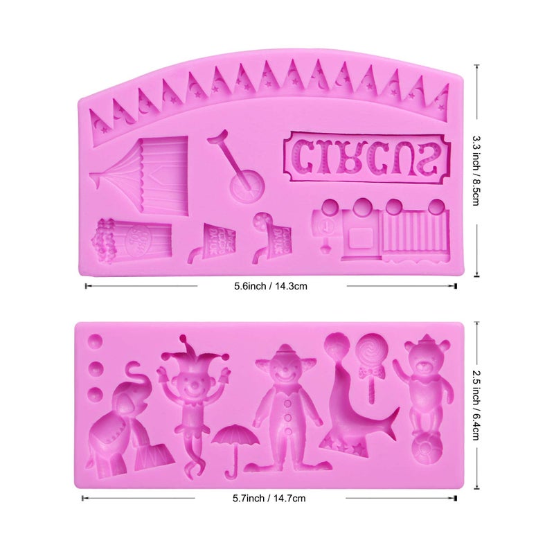 acvcatto Circus Silicone Fondant Molds  Clown Elephant Bear Chocolate Molds for Circus Theme Cake Decoration  Cupcake Toppers for Birthday Party - Image 2