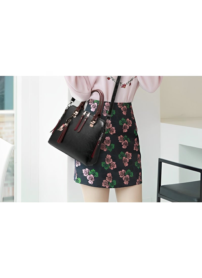 REOCLE - Women's Leather Tote Handbag Crossbody Bags with Little fox Pendant Satchel Shoulder Bag with Adjustable Strap & Large Capacity Trendy Commute Handbag - Image 1