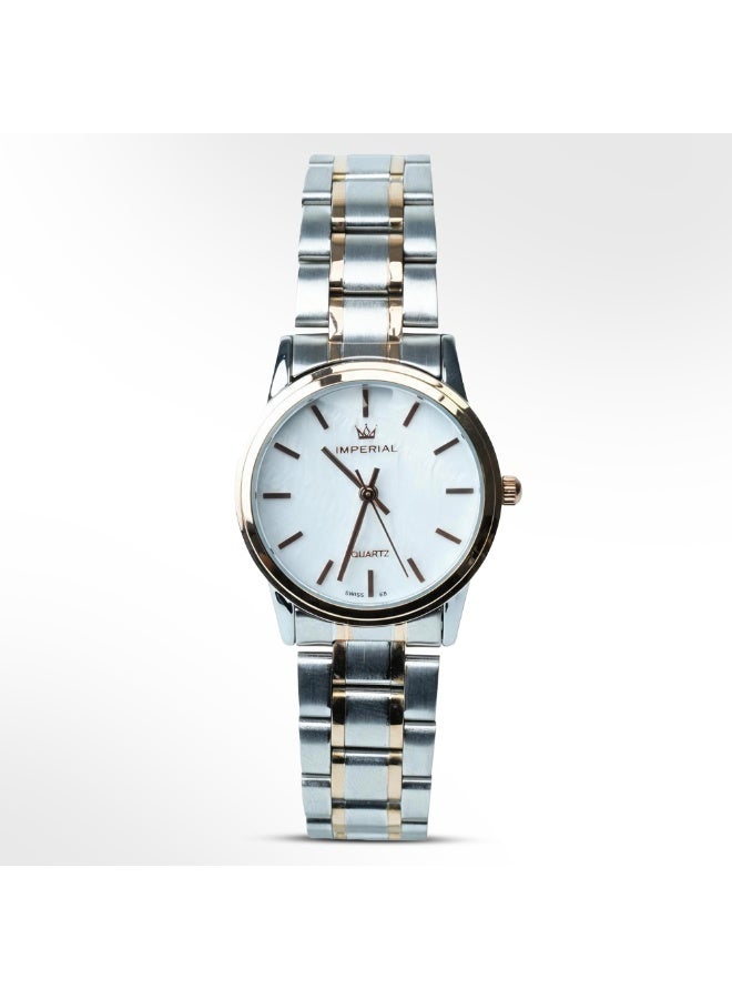 IMPERIAL Men's 2 Tone Silver & Rose Gold Stainless Steel Watch, White Dial, Y121 Movement, Butterfly Clasp, 3ATM Watch for Men | IMP.IMP.GD6638L4513 - Image 1
