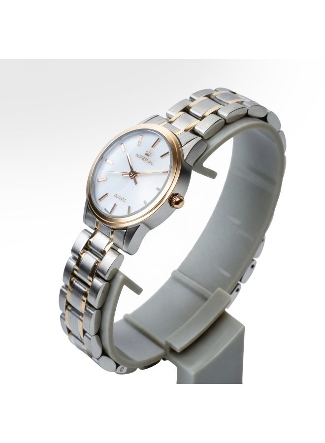IMPERIAL Men's 2 Tone Silver & Rose Gold Stainless Steel Watch, White Dial, Y121 Movement, Butterfly Clasp, 3ATM Watch for Men | IMP.IMP.GD6638L4513 - Image 2