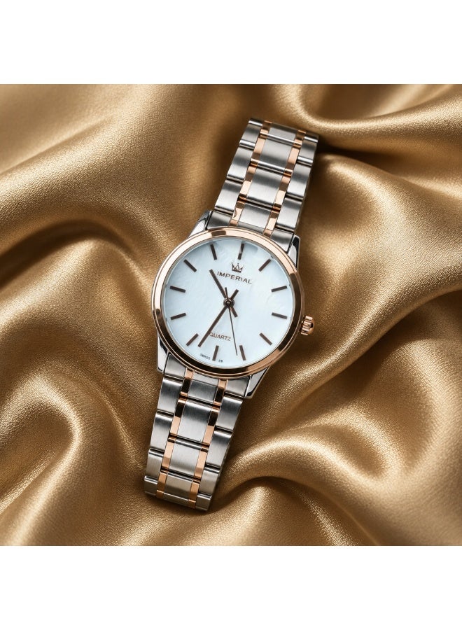 IMPERIAL Men's 2 Tone Silver & Rose Gold Stainless Steel Watch, White Dial, Y121 Movement, Butterfly Clasp, 3ATM Watch for Men | IMP.IMP.GD6638L4513 - Image 5