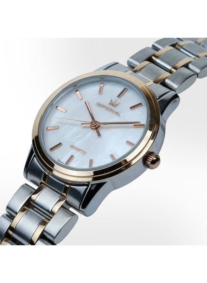 IMPERIAL Men's 2 Tone Silver & Rose Gold Stainless Steel Watch, White Dial, Y121 Movement, Butterfly Clasp, 3ATM Watch for Men | IMP.IMP.GD6638L4513 - Image 3