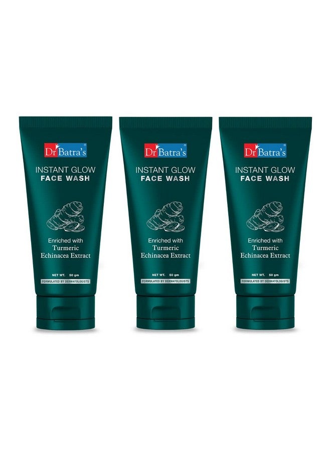 Dr Batra's Instant Glow Face Wash For Daily Brightening Enriched With Turmeric For Healthy & Glowing Skin - 50 gm,Pack of 3