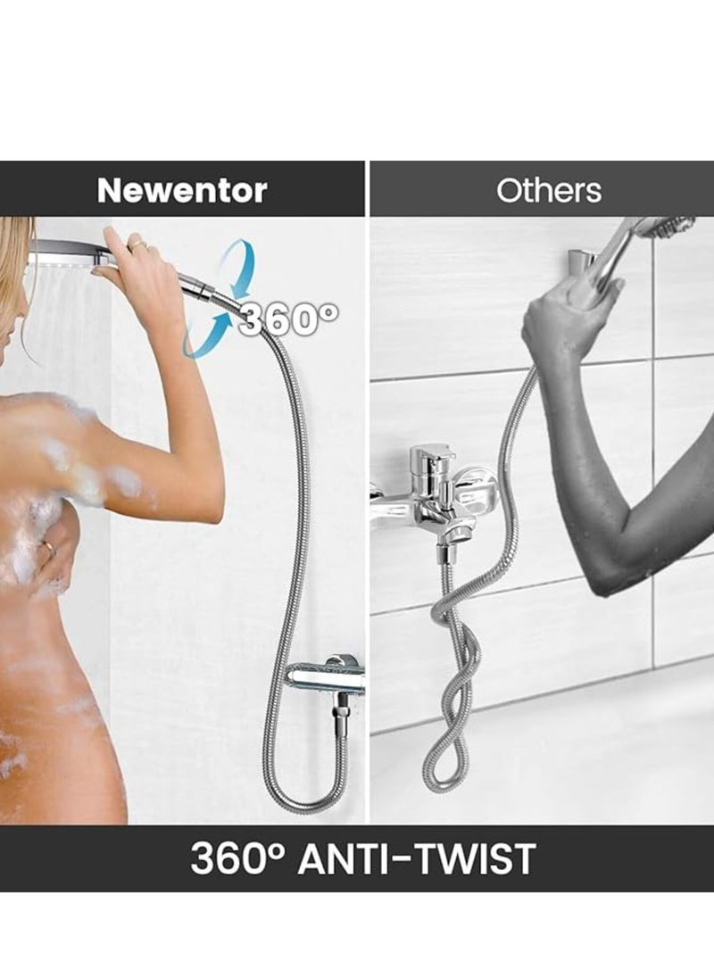 Tanyaz - Shower Head with Hose, 6 Spray Modes/Settings Detachable Shower Head, Universal Shower Head and Hose Set with 6 Settings Spray Mode and 59In Hose Adjustable Ball Joint Bracket Chrome - Image 1