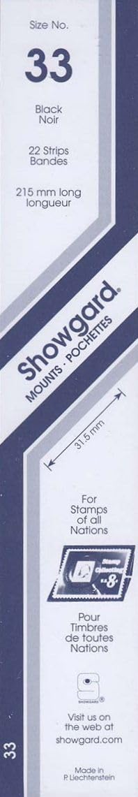 Showgard Strip Style Black Stamp Mounts Size 33 - Image 1