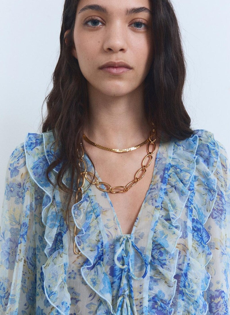 MANGO Floral Ruffled Blouse  - Image 3
