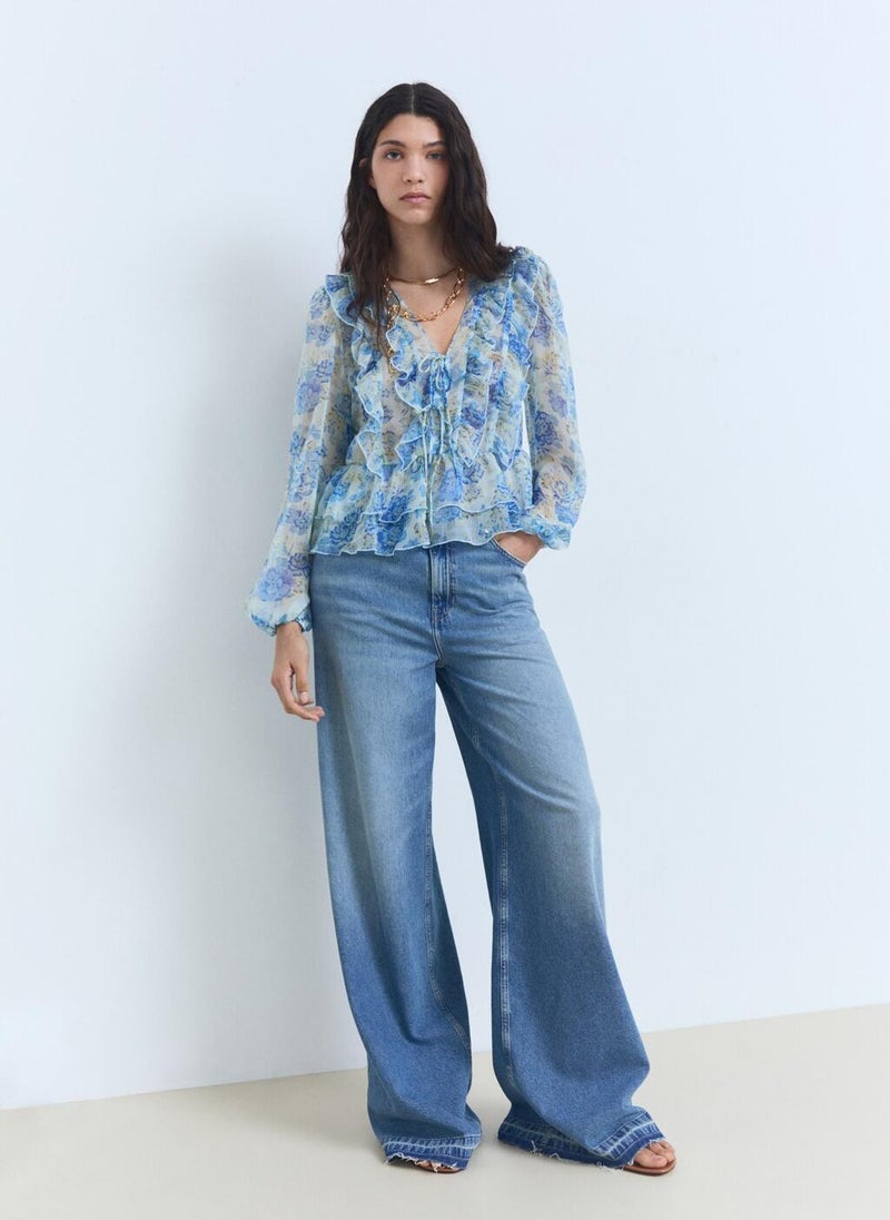 MANGO Floral Ruffled Blouse  - Image 4
