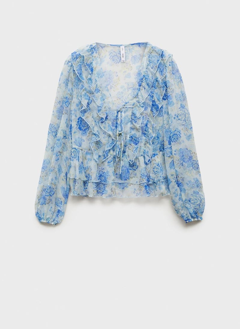 MANGO Floral Ruffled Blouse  - Image 5