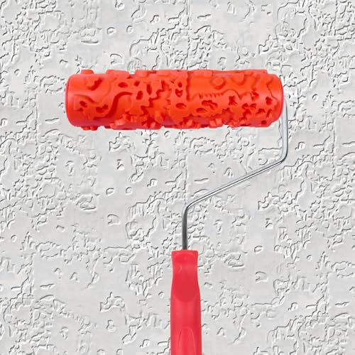 BANCOO 7"DIY Patterned Paint Roller | Decorative Art Texture Roller | Embossing Texture Rubber Roller Painting Supplies | Pattern Art Texture Tools for Household Wall Painting (BK323R) - Image 1