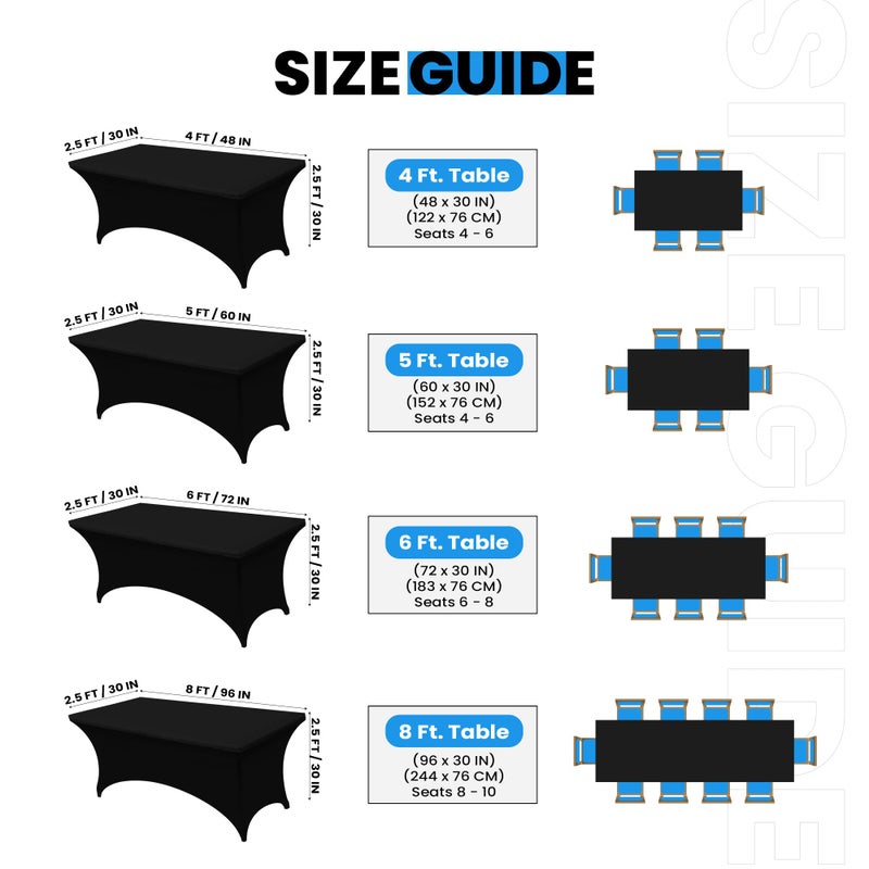 Utopia Kitchen 6ft Spandex Table Cloth Rectangle [2 Pack  Black] 200GSM Premium Stretch  Lycra  Washable and Wrinkle Resistant Table Cover Fitted for Event  Wedding  Banquet [72Lx30Wx30H Inch] - Image 2