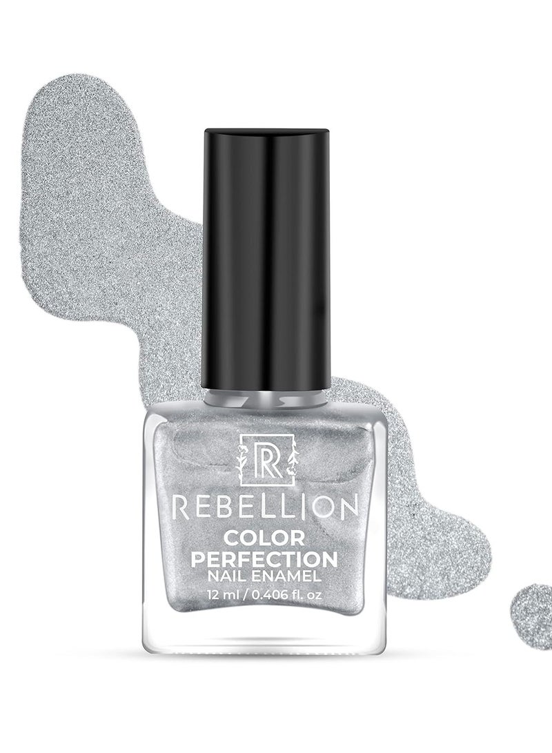 Rebellion Color Perfection Nail Enamel 12ml Metallic Silver Merciful silver RM03 - Image 1