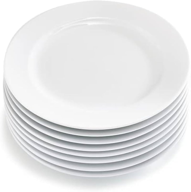 MN Deer Premium White Porcelain Dinner Plates Set of 6 | Round Flat & Deep Serving Plates for Meat, Dessert, Salad or Soup | Scratch Resistant Dishwasher Safe (7" | 17.5cm, Flat) - Image 1