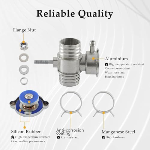 KPALAG Aluminium Engine Coolant Filler Neck with Cap Compatible with Dodge Avenger Caliber Durango Dakota Chrysler 200 Sebring Jeep Compass Patriot Replace# 52028810AL 52029195AK 55116901AA - Image 2