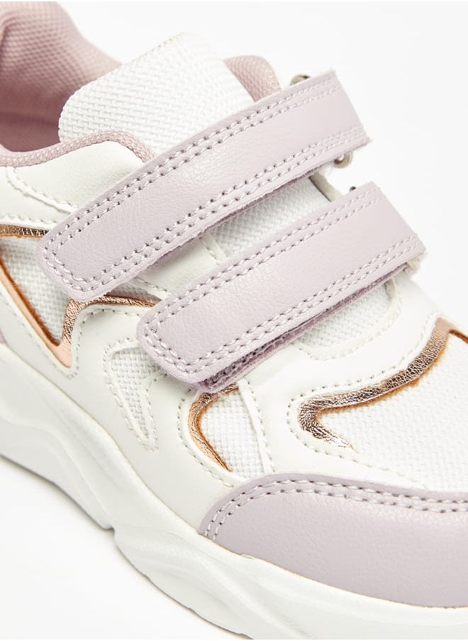 JUNIORS Girls Panelled Chunky Sole Sneakers with Hook and Loop Closure  - Image 4