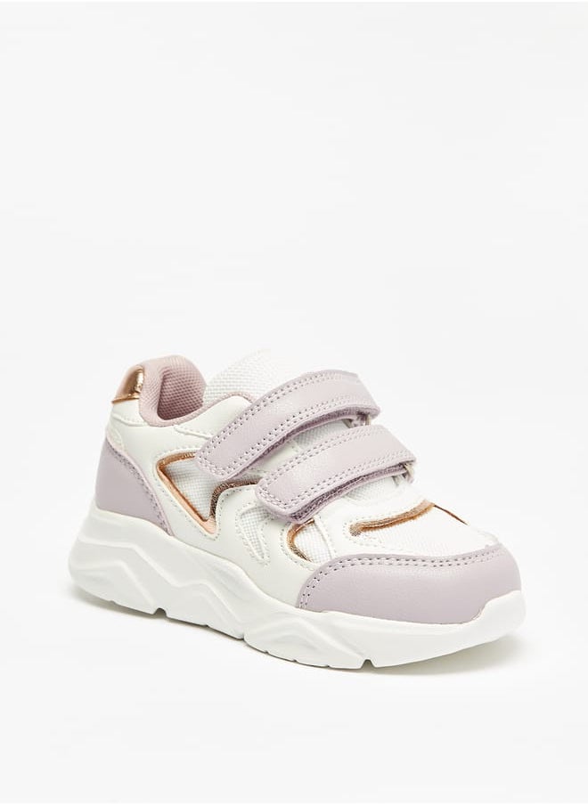 JUNIORS Girls Panelled Chunky Sole Sneakers with Hook and Loop Closure  - Image 1