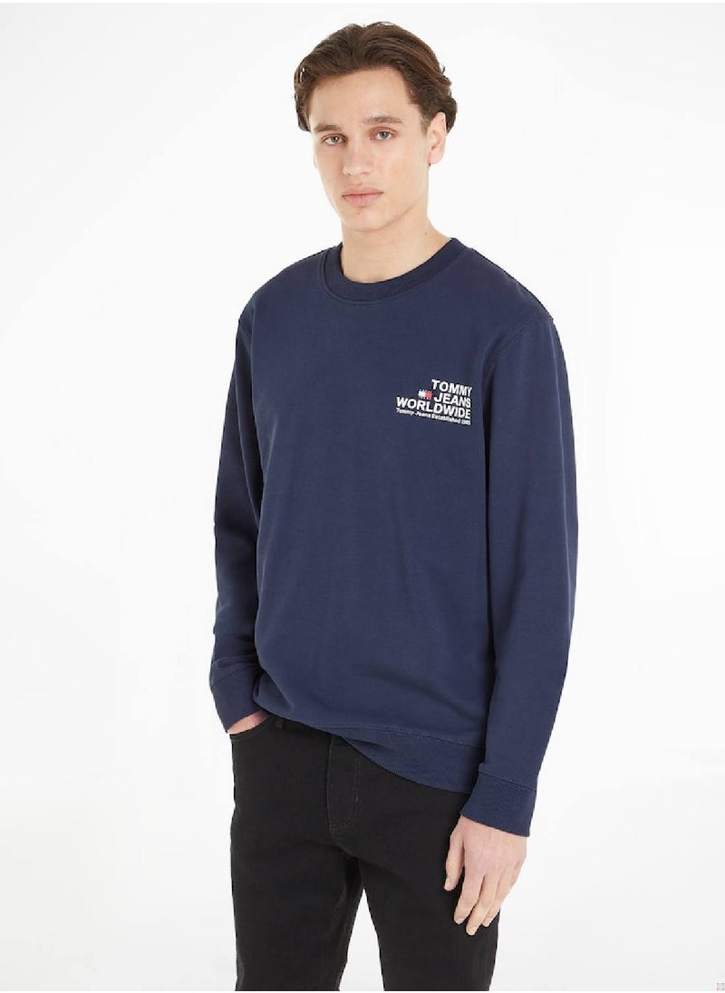 TOMMY JEANS Men's Modern Logo Fleece Sweatshirt, Navy  - Image 1