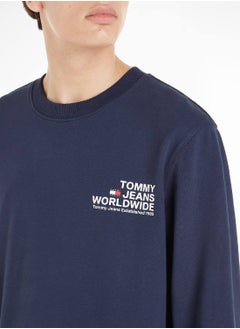 TOMMY JEANS Men's Modern Logo Fleece Sweatshirt, Navy  - Image 5