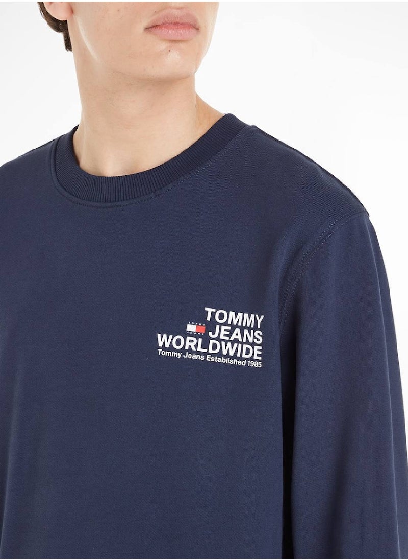 TOMMY JEANS Men's Modern Logo Fleece Sweatshirt, Navy  - Image 5