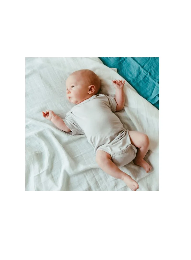 Anvi Baby Set of 3 Organic Bamboo Spandex Bodysuit- Gift set 3-6m White/Soft Sage/ Grey