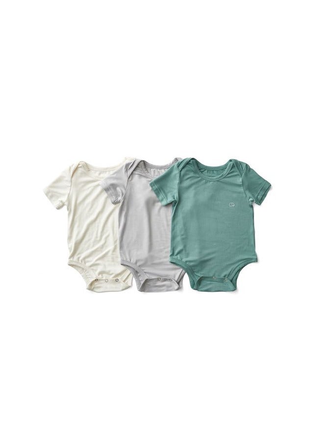 Anvi Baby Set of 3 Organic Bamboo Spandex Bodysuit- Gift set 3-6m White/Soft Sage/ Grey  - Image 1
