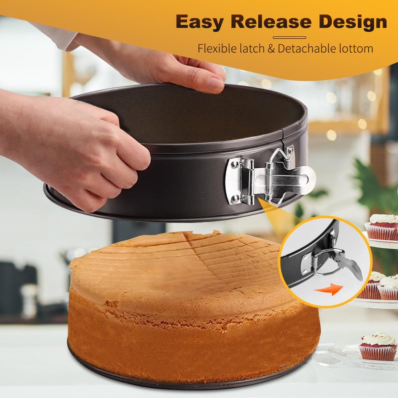 RHQQ Springform Cake Pan, Cake Pan with 6 Different Size (7,8,9,9.5,10.2,11inch), Cake Molds for Baking with Removable Bottom, Non-Stick Bakeware for Effortless Baking and Easy Release - Image 2