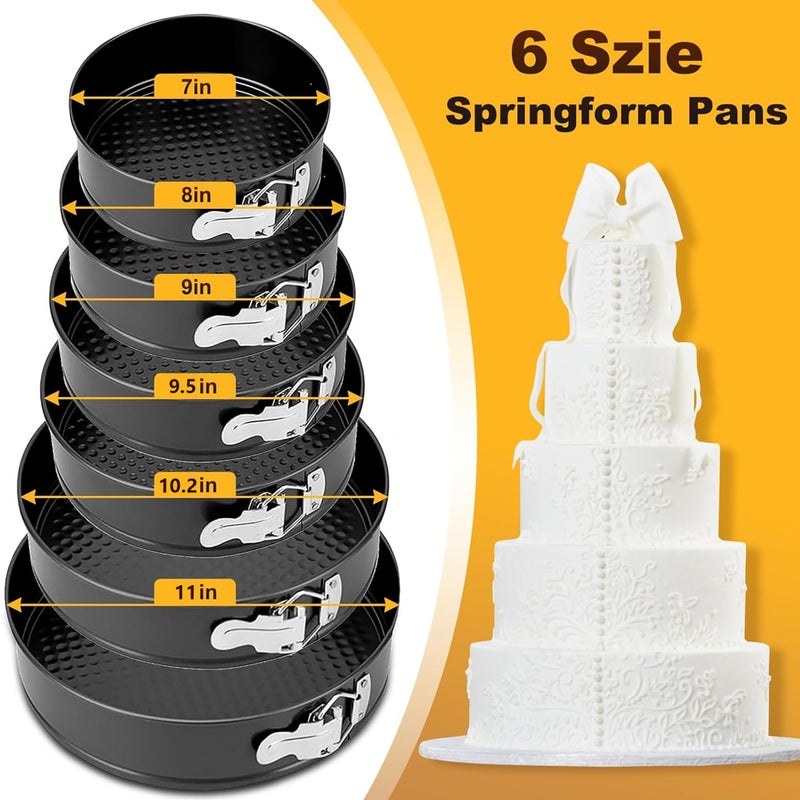 RHQQ Springform Cake Pan, Cake Pan with 6 Different Size (7,8,9,9.5,10.2,11inch), Cake Molds for Baking with Removable Bottom, Non-Stick Bakeware for Effortless Baking and Easy Release - Image 3