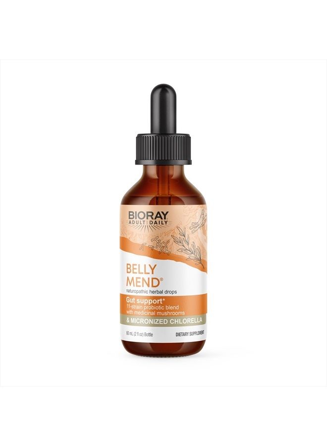 BIORAY Daily Belly Mend - 2 fl oz - 11-Strain Probiotic Blend with Medicinal Mushrooms - Supports Healthy Gut & Bowel Functions - Non-GMO, Vegetarian, Gluten Free - Image 1