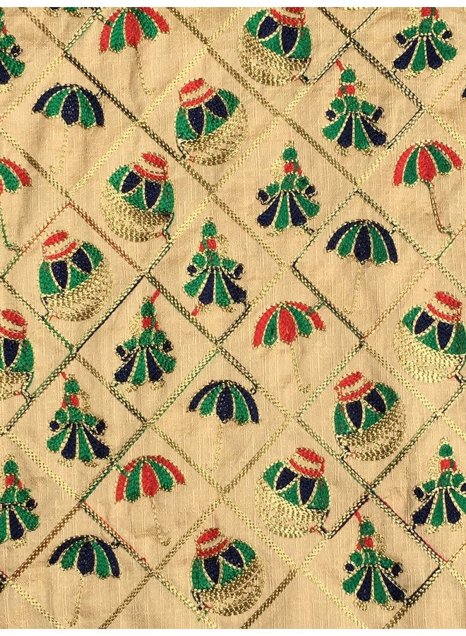 Women Heavy Embroidery Golden Work Kanjivaram Silk Saree Banarasi Silk Saree For Women Blouses matka degine(only Blouse Piece) (Gold)  - Image 2
