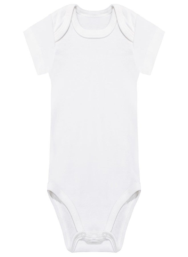 Chuarry 48 Pcs Unisex Cotton Short Sleeve Baby Bodysuit White Baby Socks Gloves Newborn Bibs for 0-3 Months Baby Shower Party - Image 3