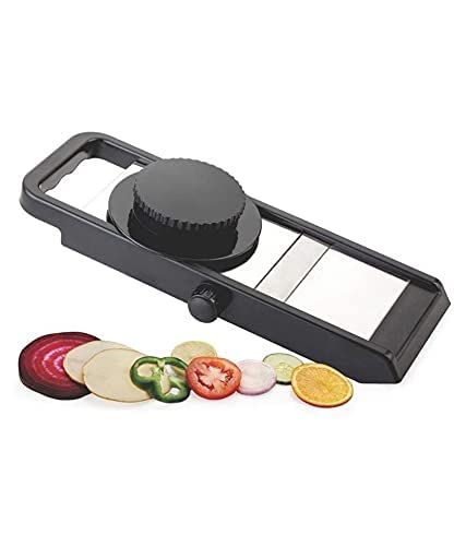 Bekner Adjustable Potato Slicer For Chips Vegetable & Fruit Cutter Slicer, Black & Silver, 1-Piece - Stainless Steel - Image 2