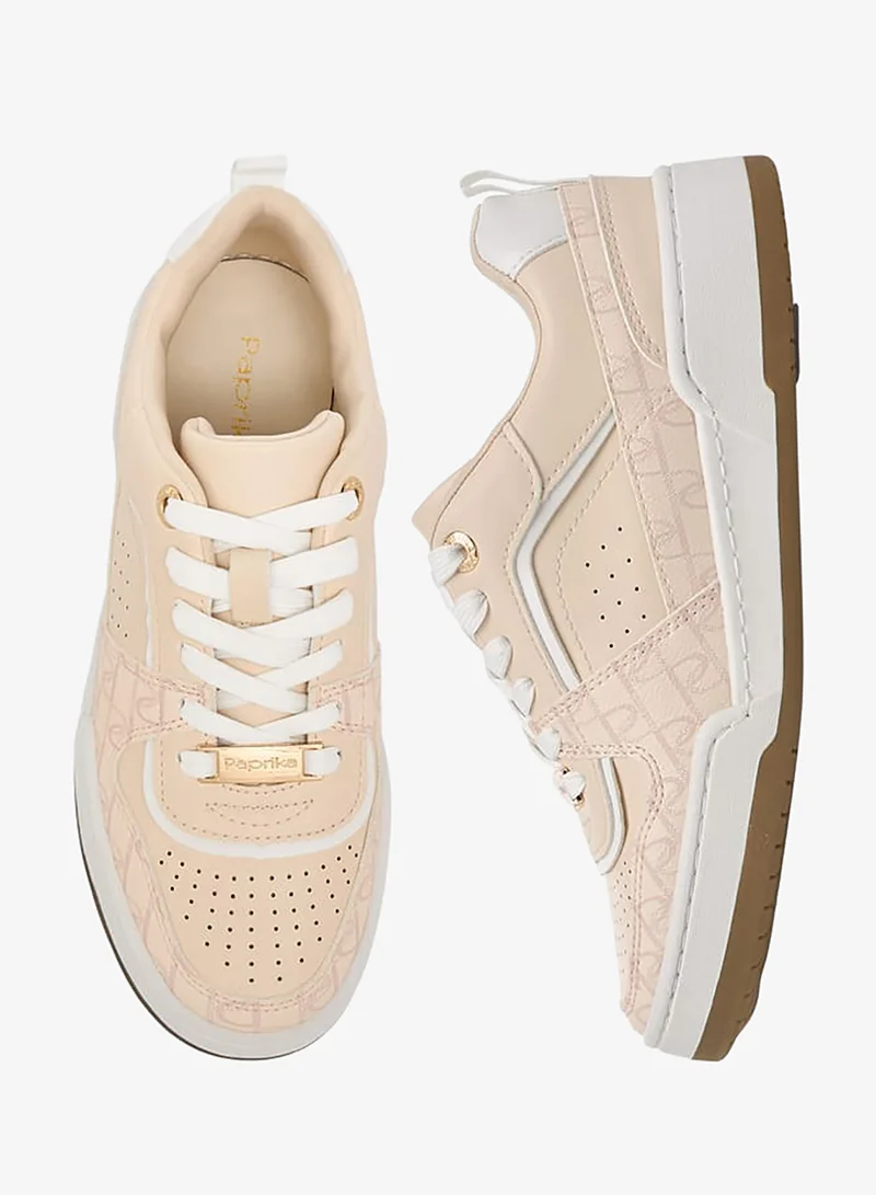 Women's Panelled Lace-Up Sneakers With Pull Tabs