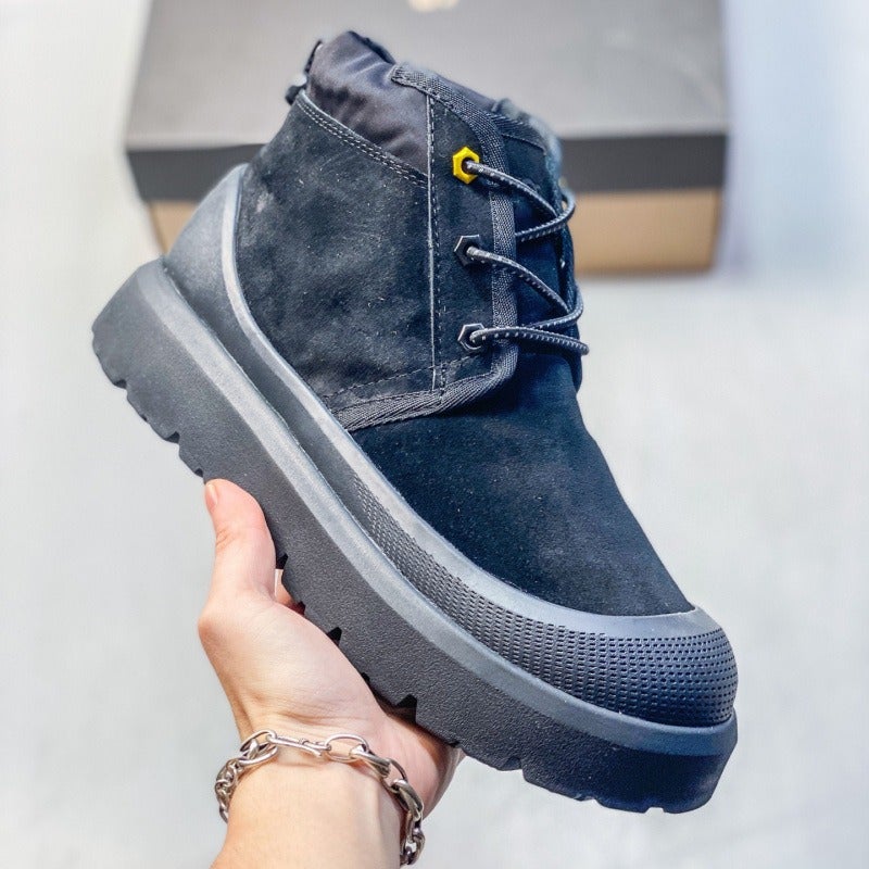 Unisex Winter Snow Boots with Fleece Lining, Thick Platform Sole, Height Increasing, Anti-Slip, Lace-Up Casual Shoes