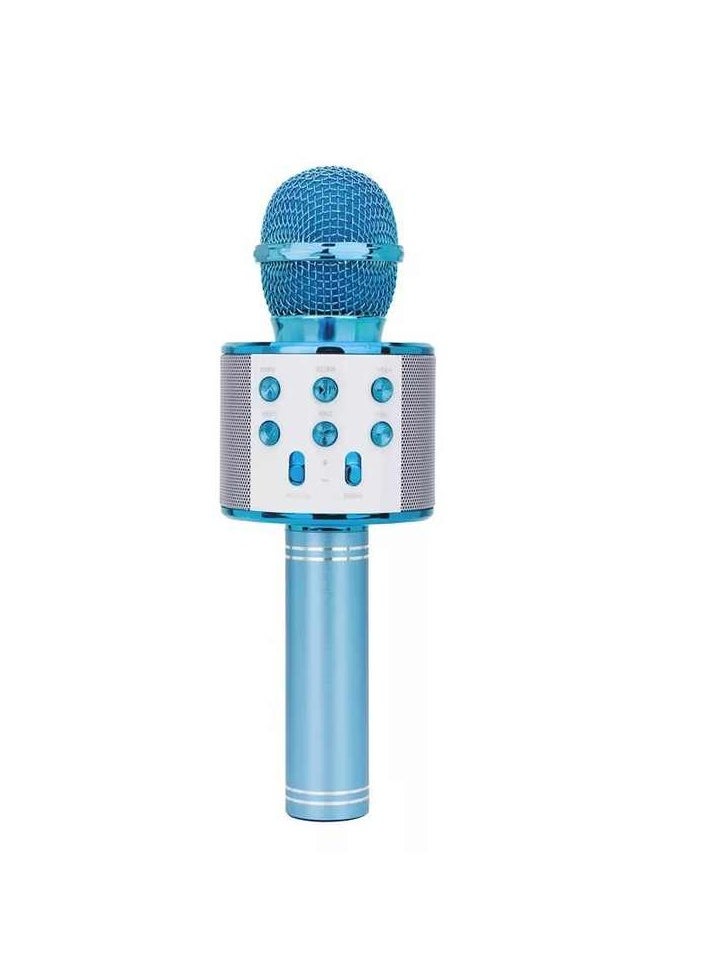 Mike Karaoke Wireless Portable Bluetooth Karaoke with Built-in Speaker - Blue Color 