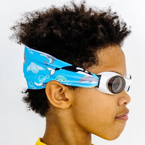 Splash Place Kids Swim Goggles with Fabric Strap - OCEAN FRIENDS | Fun, Fashionable, Comfortable - Tangle-Free, Swimming Goggles for Kids, Comfy Fabric Strap Goggles - Image 1