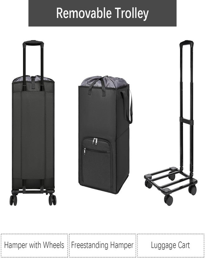 Bukere Extra Large Rolling Laundry Basket with Wheels, 90L Freestanding Collapsible Laundry Hamper Bag for Clothes Storage, Removable Wheeled Cart for College Dorm Apartment Laundry Room Bathroom - Image 4
