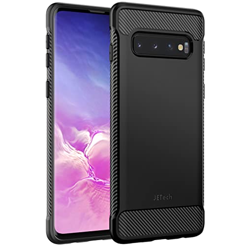JETech Slim Fit Case for Samsung Galaxy S10 Thin Phone Cover with ShockAbsorption and Carbon Fiber Design Black - Image 1